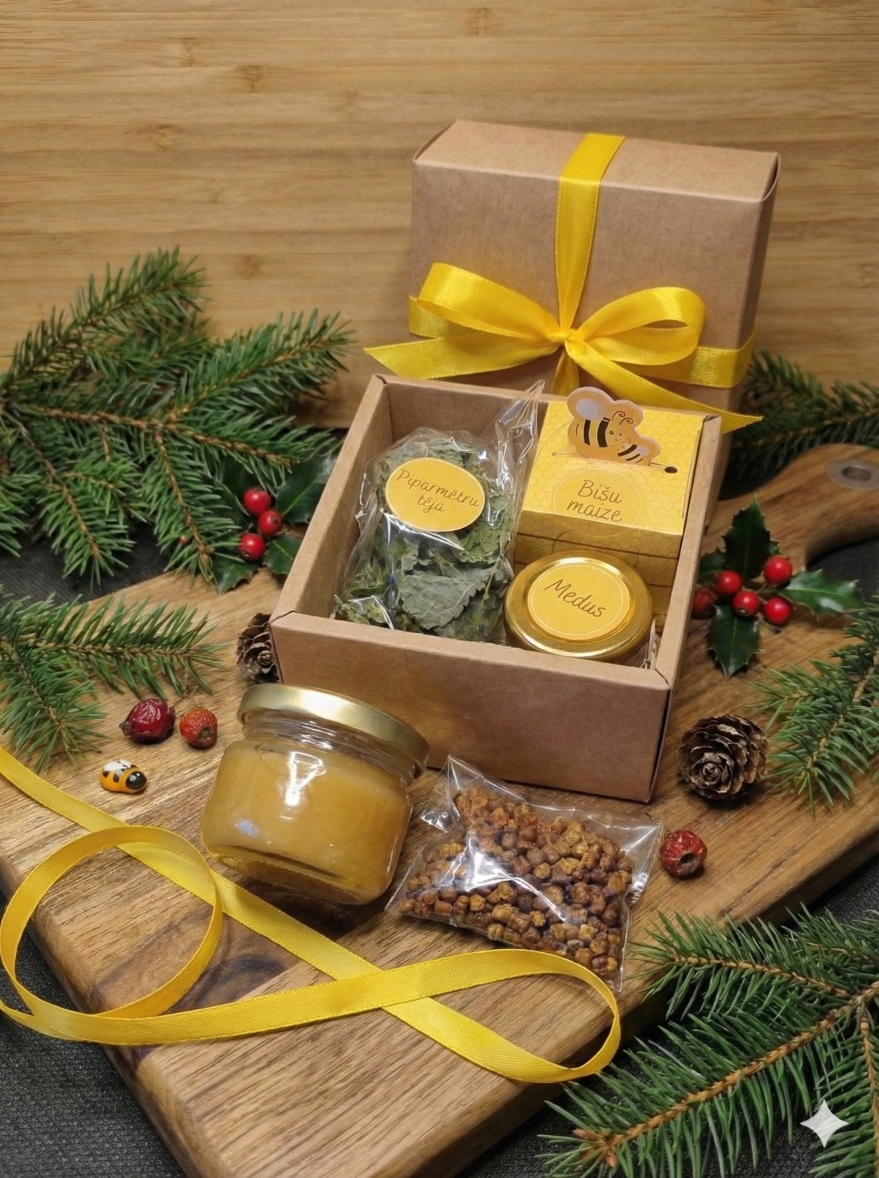 Dāvana - medus + bišu maize + piparmētru tēja